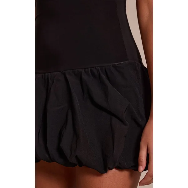 Noir Robe Mini À Ourlet Bouffant En Jersey Fluide Tall
