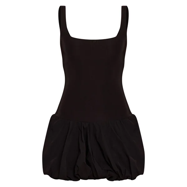 Noir Robe Mini À Ourlet Bouffant En Jersey Fluide Tall