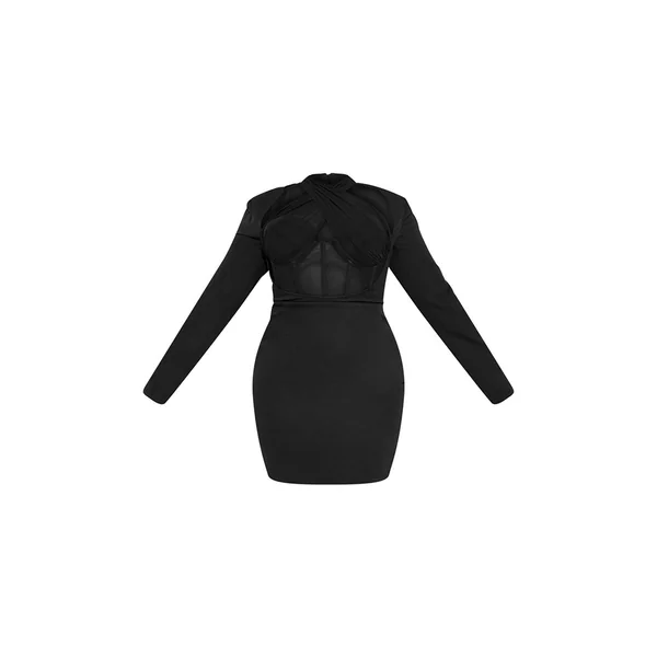 Noir Robe Moulante Grande Taille À Corset Et Détail Croisé Devant
