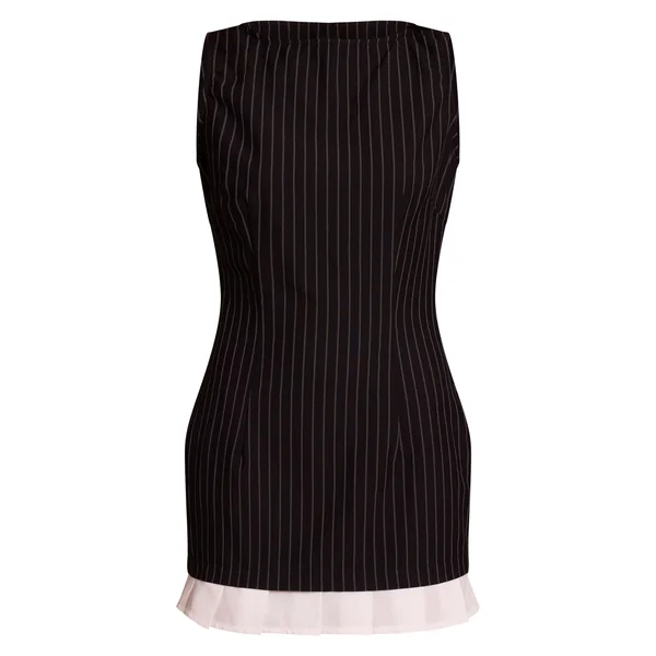 Noir Robe Moulante À Rayures Tennis Avec Détail Ourlet Plissé