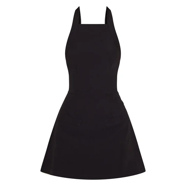 Noir Robe Trapèze Ajustée Tissée À Col Licou