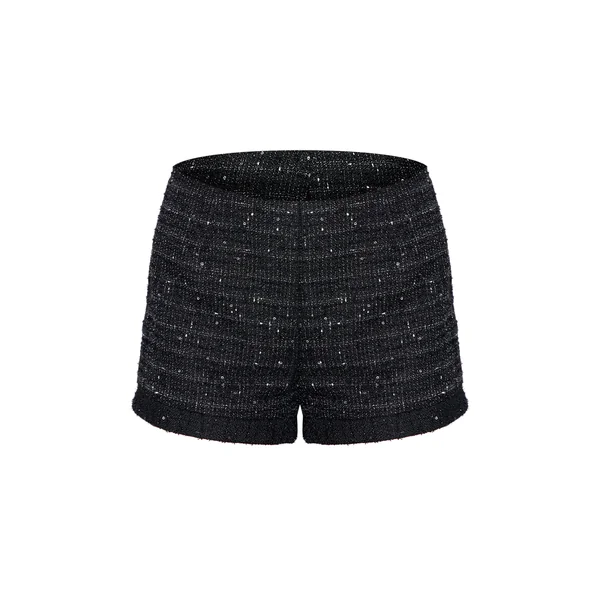 Noir Short Taille Haute Bouclé À Sequins