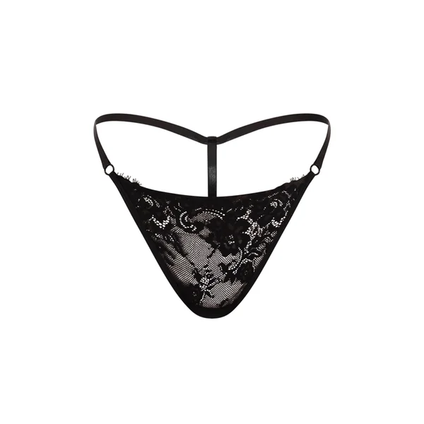 Noir String À Bords En Dentelle