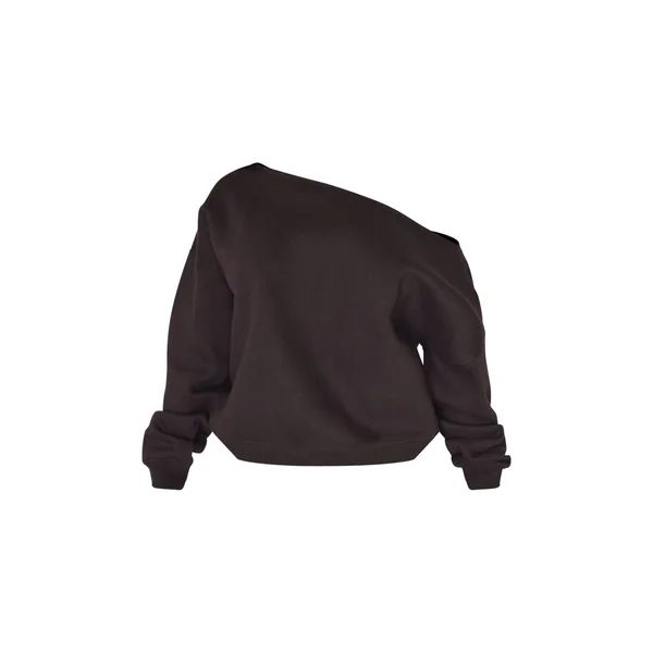 Noir Sweat Shape À Bords Bruts Et Épaule Tombante