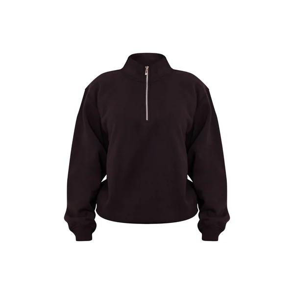Noir Sweat-shirt Petite À Col Cheminée Et Fermeture Éclair