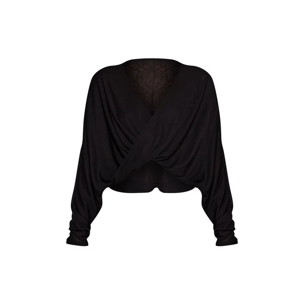 Noir Top Manches Longues Slouchy En Mesh Dévoré Marron Avec Torsade Devant