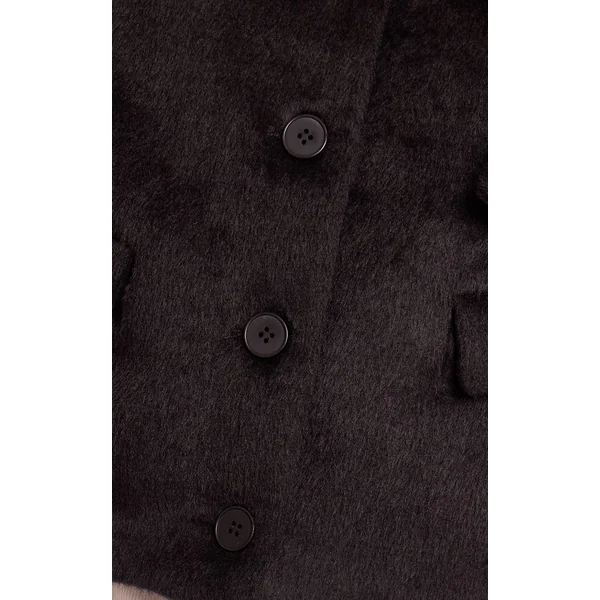 Noir Veste Cintrée En Laine Brossée À Simple Boutonnage