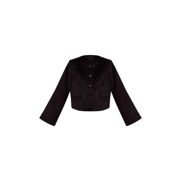 Noir Veste Cintrée En Laine Brossée À Simple Boutonnage