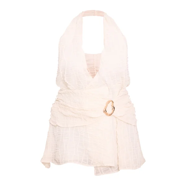 Non Coloré Robe Droite Grande Taille Texturée Col V Avec Ceinture