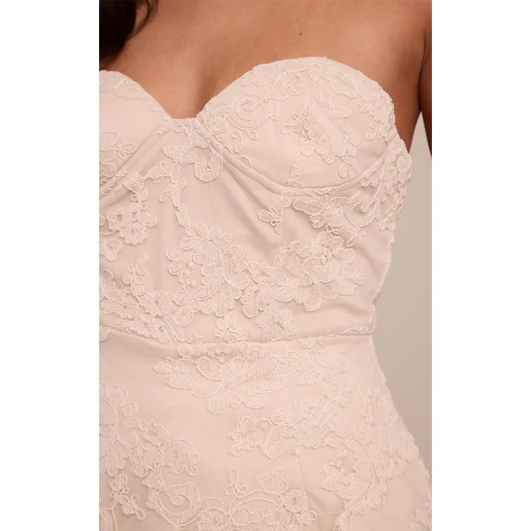 Nude Clair Combinaison Short Bandeau En Dentelle Crochet Florale