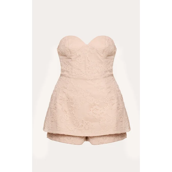 Nude Clair Combinaison Short Bandeau En Dentelle Crochet Florale