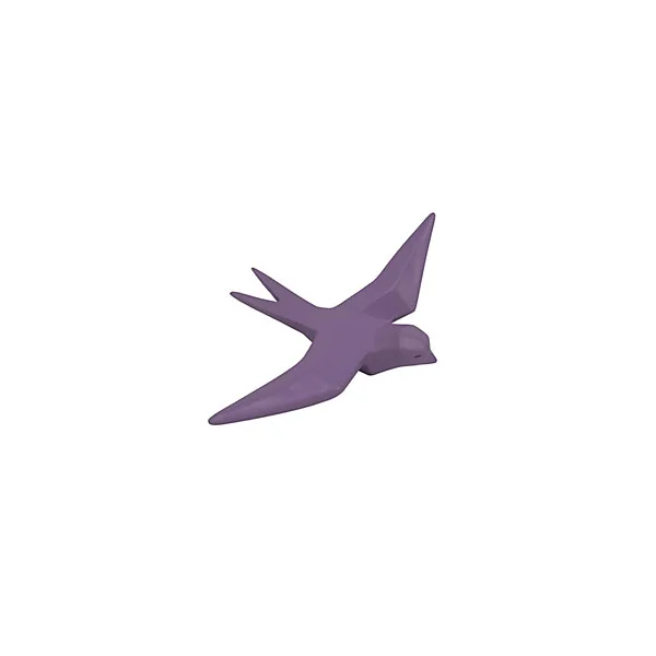 Oiseau fixation murale en résine origami violet lilas H.15cm Ornami