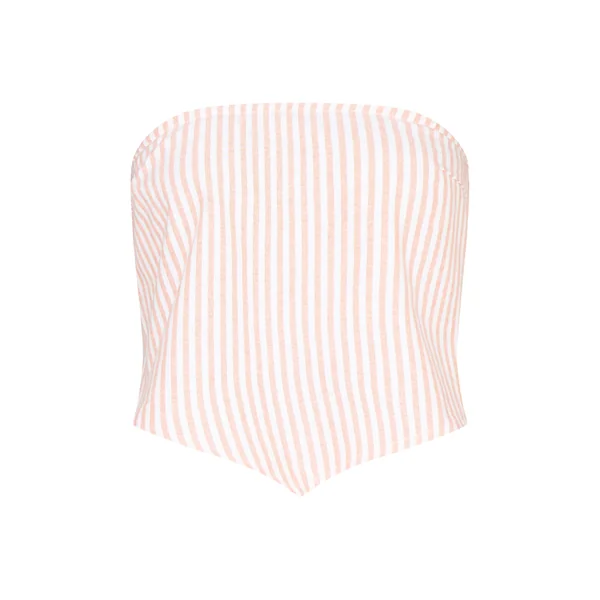 Orange Ensemble Haut Bandeau À Rayures Fines Avec Ourlet Asymétrique