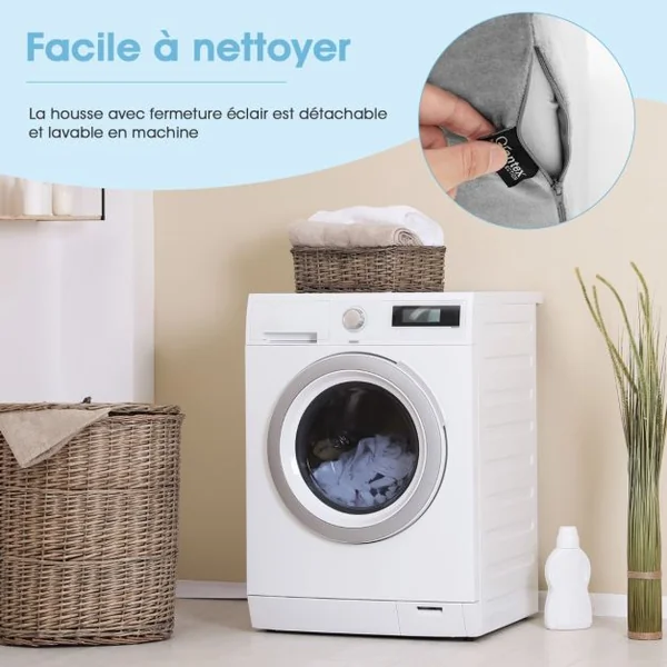Oreiller Compensé en Éponge Haute Densité Coussin de Lecture avec Housse Amovible pour Post-chirurgie Orthopédique Gris