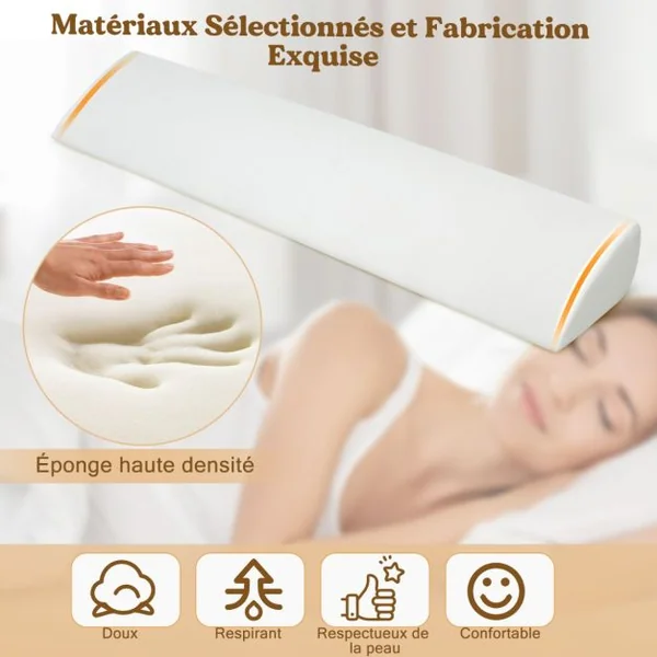 Oreiller Compensé pour Lit en Éponge Haute Densité avec Poche Latérale Coussin d'Espace entre Tête de Lit et Matelas Blanc