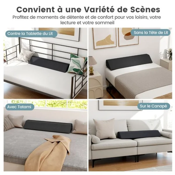 Oreiller Compensé pour Lit Simple/Double Cale Trapézoïdal pour Fermer l'Espace (0-20 Cm) Entre Le Matelas et La Tête de Lit/Mur Gris