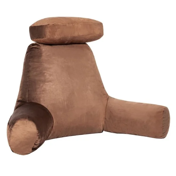 Oreiller de Lecture Coussin de Soutien Lombaire Rembourrage en Mousse à Mémoire de Forme Brun