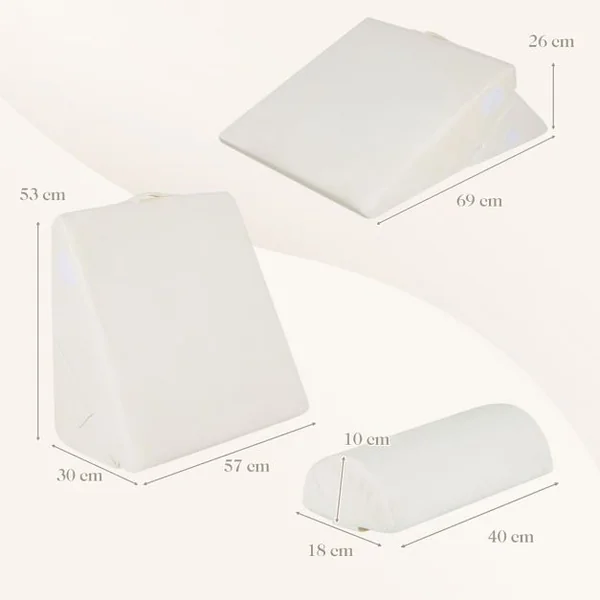 Oreiller de Lecture en Mousse à Mémoire Coussin Triangle avec Housse Amovible et Appui-tête Réglable Design 12 en 1 Blanc