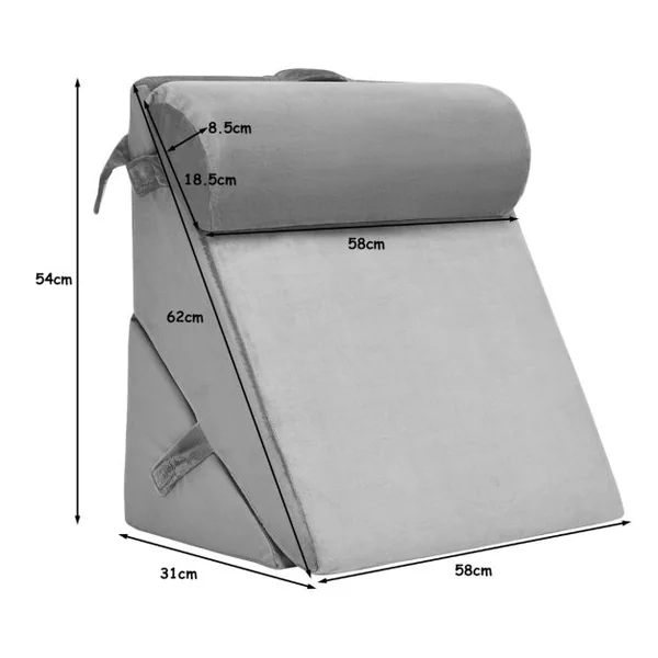 Oreiller de Lecture en Mousse à Mémoire Coussin Triangle avec Housse Amovible et Appui-tête Réglable Design 12 en 1 Gris