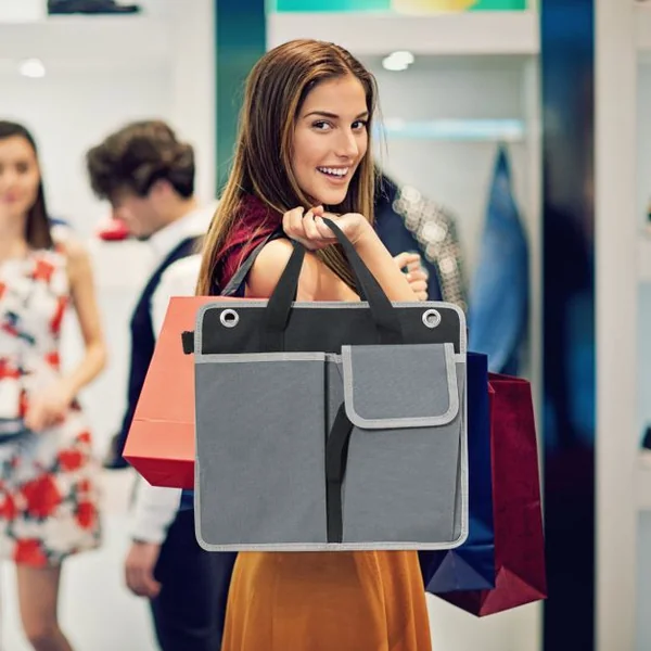 Organisateur de Coffre de Voiture Pliable avec Poignées 3 Compartiments Isolés et 4 Poches de Rangement Fait en Tissu Oxford