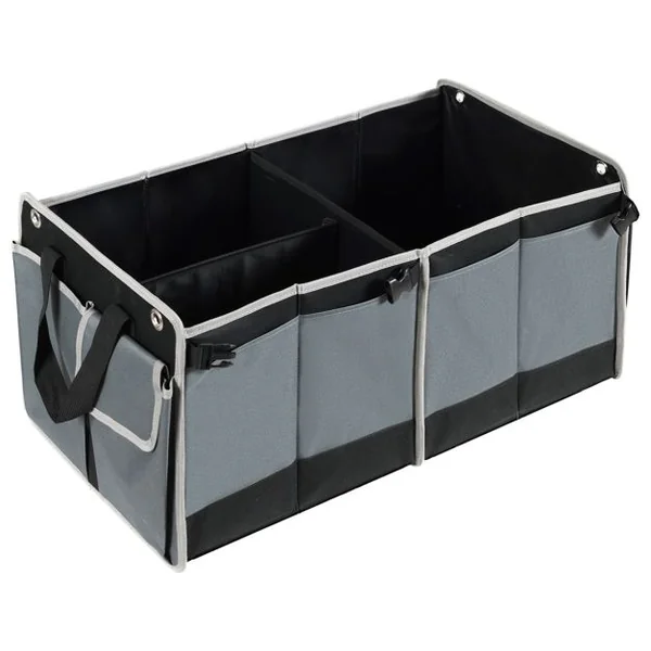 Organisateur de Coffre de Voiture Pliable avec Poignées 3 Compartiments Isolés et 4 Poches de Rangement Fait en Tissu Oxford
