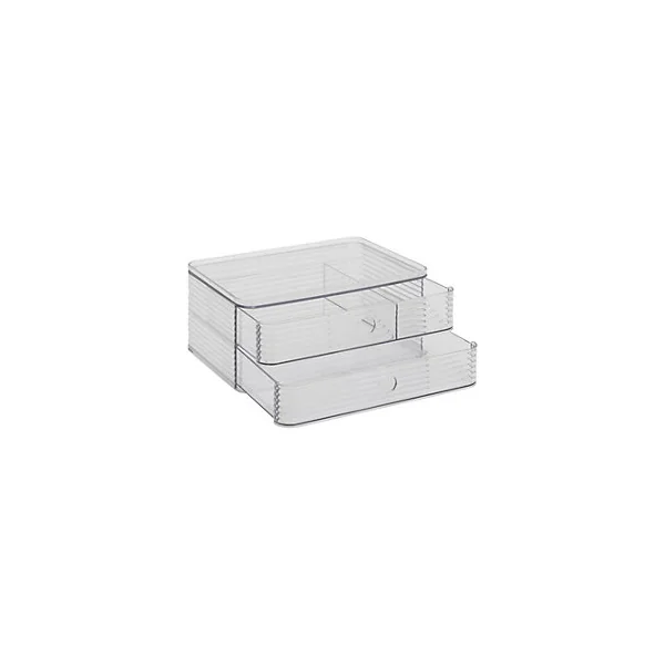 Organiseur 2 tiroirs rangement salle de bains l.16 x H.10,5 x P.23,3 cm, 5Five Simply Smart Plastor