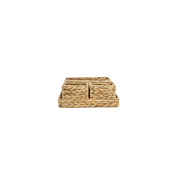 Organiseur de bureau 3 compartiments amovible avec plateau en jacinthe d'eau beige Box & Beyond