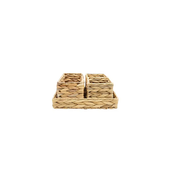 Organiseur de bureau 3 compartiments amovible avec plateau en jacinthe d'eau beige Box & Beyond
