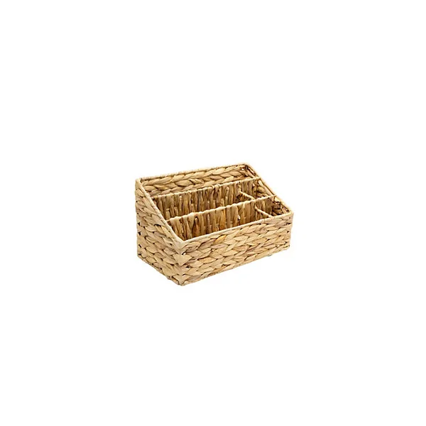 Organiseur de bureau 5 compartiments en jacinthe d'eau beige Box & Beyond