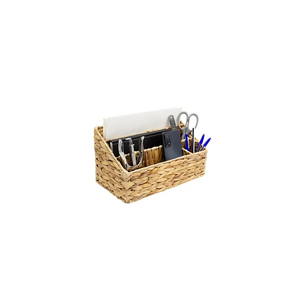 Organiseur de bureau 5 compartiments en jacinthe d'eau beige Box & Beyond
