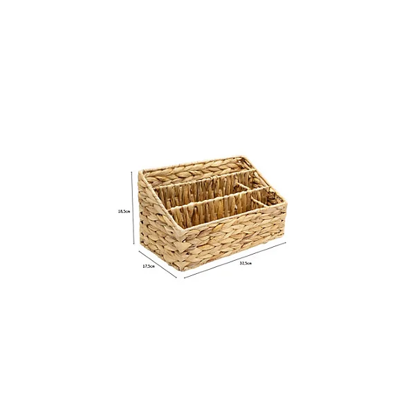 Organiseur de bureau 5 compartiments en jacinthe d'eau beige Box & Beyond