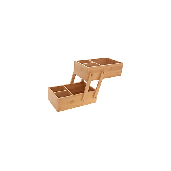 Organiseur de salle de bains 2 niveaux, 6 compartiments, bambou, Five Simply Smart Tidy