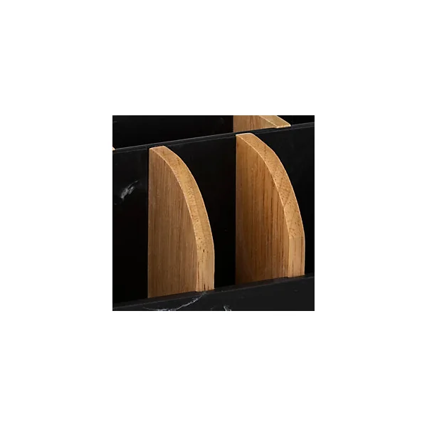 Organiseur salle de bains 6 compartiments effet marbre noir et bambou l.12,1 x H.10 x P.25,6 cm, 5five Simply Smart Léa