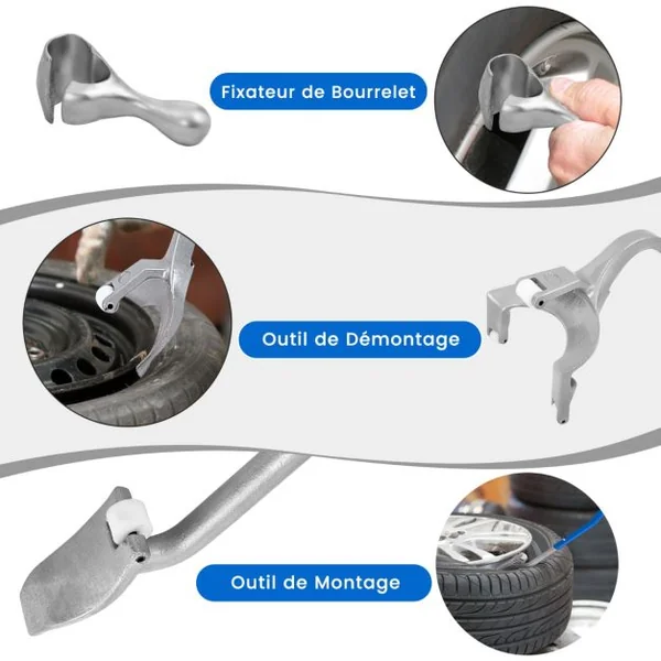 Outil de Démontage de Pneu de 44 cm à 62 cm avec Support de Talon en Acier Changeur de Pneu de Voiture sans Chambre à Air Bleu
