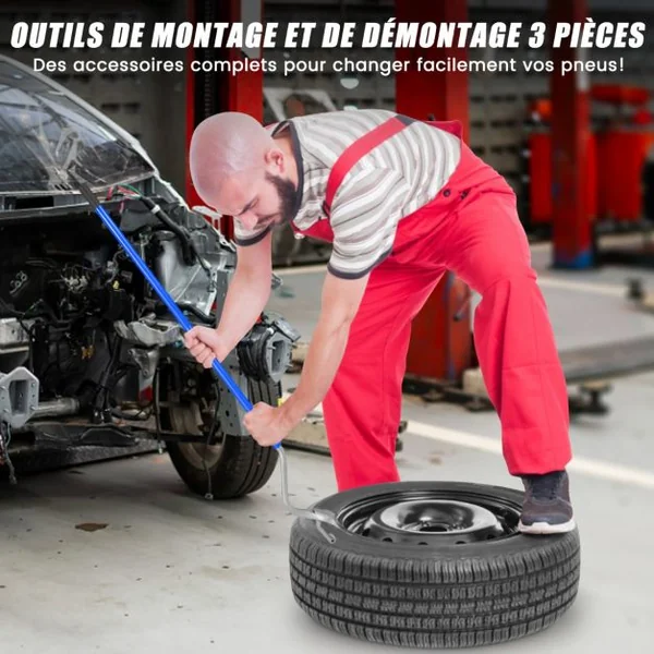 Outil de Démontage de Pneu de 44 cm à 62 cm avec Support de Talon en Acier Changeur de Pneu de Voiture sans Chambre à Air Bleu