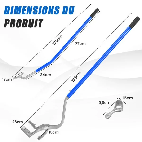 Outil de Démontage de Pneu de 44 cm à 62 cm avec Support de Talon en Acier Changeur de Pneu de Voiture sans Chambre à Air Bleu