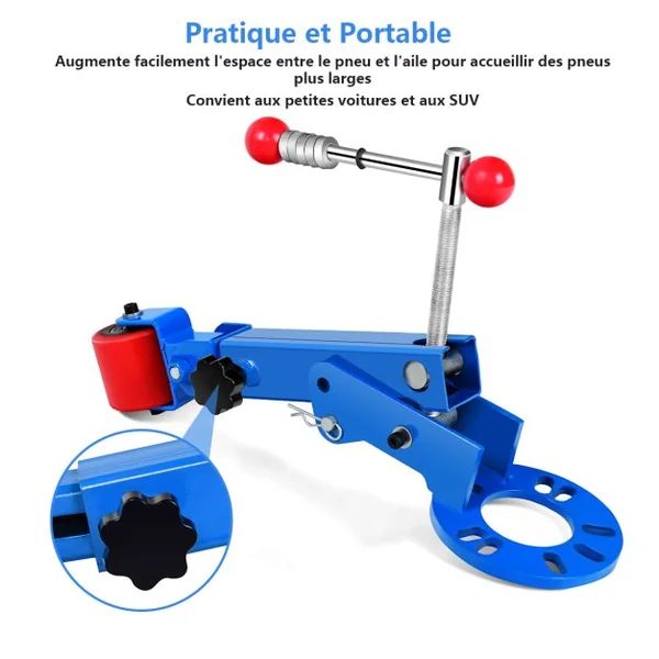 Outil de Réparation de Garde-boue Cadre en Métal Fender Roller Reformage Extension avec Bras Réglable 180° et 22,9-36CM pour Entretien Automobile Bleu