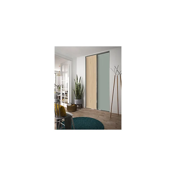 Pack 1 vantail décor mélèze + 1 vantail décor vert fjord H. 248,5 cm x l. 150 cm