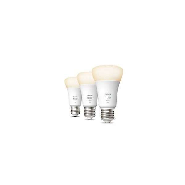 Pack 3 ampoules LED connecté Philips Hue Bluetooth A60 E27 880lm 9W 60W blanc chaud