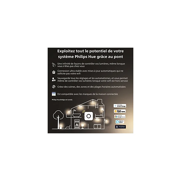 Pack 3 ampoules LED connecté Philips Hue Bluetooth A60 E27 880lm 9W 60W blanc chaud