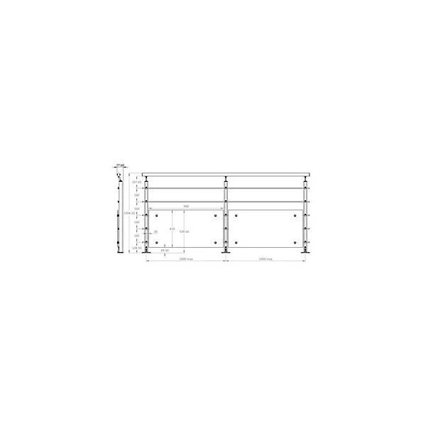Pack balustrade Barranco FORTIA horizontale à plat aluminium noir