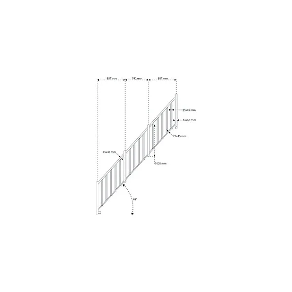 Pack balustrade Fortia verticale hêtre coloris naturel h.105,8 cm x l.346,8 cm
