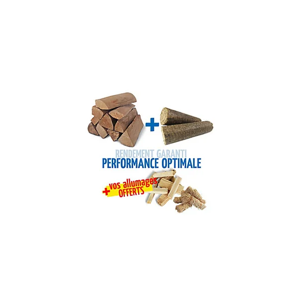 Pack bois de chauffage 30 cm Woodstock – bûches + densifiées + allumage – prêt à l’emploi <20 % – idéal poêle et cheminée – bois certifié NF