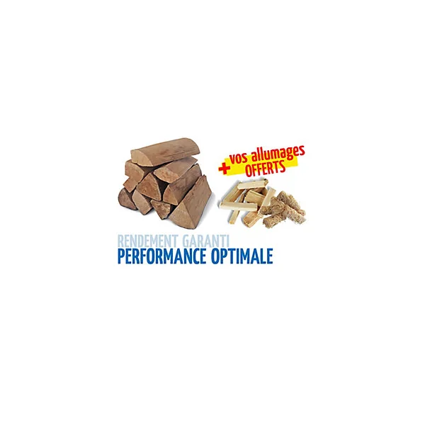 Pack bois de chauffage Woodstock – bûches 30 cm + bois d’allumage + allume-feux – prêt à l’emploi <20 % – idéal poêle et cheminée – bois certifié NF