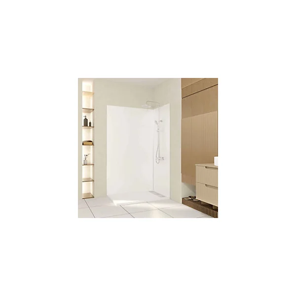 Pack de 2 panneaux muraux de salle de bains, blanc avec profilés chromés, l.120+90 x H.210 x P.0,3 cm, Galedo Alucolors