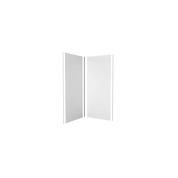 Pack de 2 panneaux muraux de salle de bains, blanc avec profilés chromés, l.90+90 x H.210 x P.0,3 cm, Galedo Alucolors