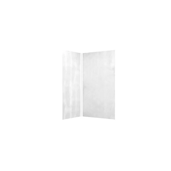 Pack de 2 panneaux muraux de salle de bains, blanc effet pierre avec profilés chromés, l.120+90 x H.210 x P.0,3 cm, Galedo Homestone