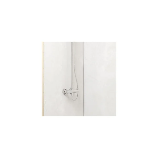 Pack de 2 panneaux muraux de salle de bains, blanc effet pierre avec profilés chromés, l.120+90 x H.210 x P.0,3 cm, Galedo Homestone
