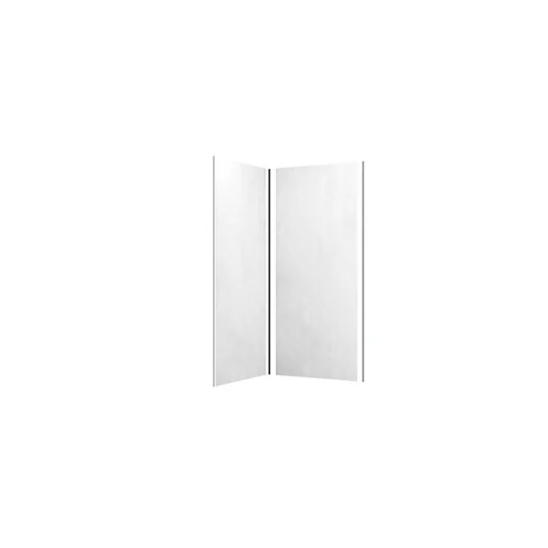 Pack de 2 panneaux muraux de salle de bains, blanc effet pierre avec profilés noirs, l.90+90 x H.210 x P.0,3 cm, Galedo Homestone