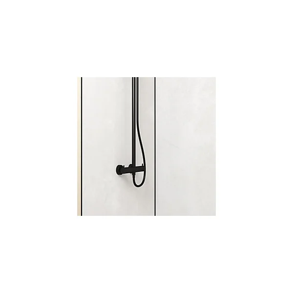 Pack de 2 panneaux muraux de salle de bains, blanc effet pierre avec profilés noirs, l.90+90 x H.210 x P.0,3 cm, Galedo Homestone